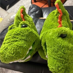 Green Dinosaur Kids Slippers